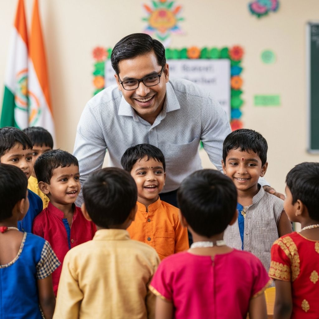 Teacher with students